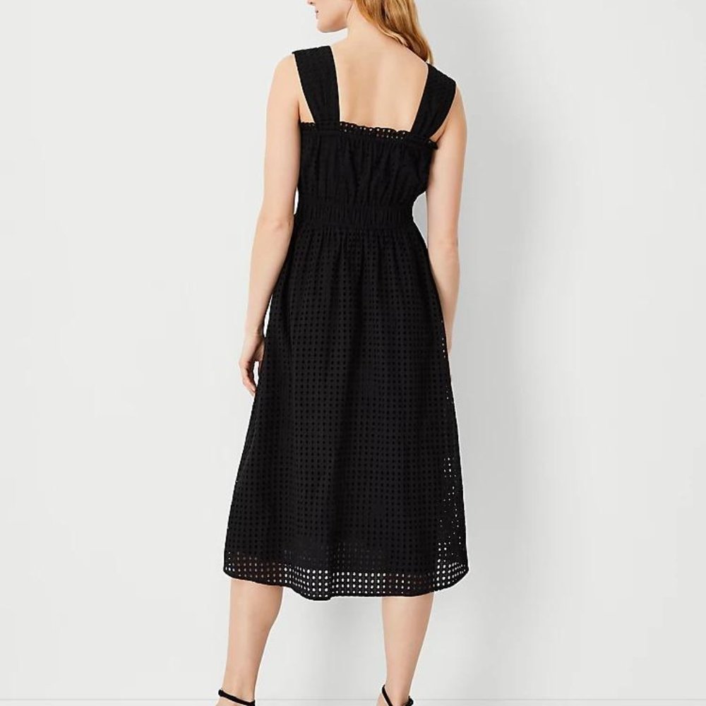 NWT Ann Taylor Eyelet Gathered Flare Dress - Picture 5 of 6